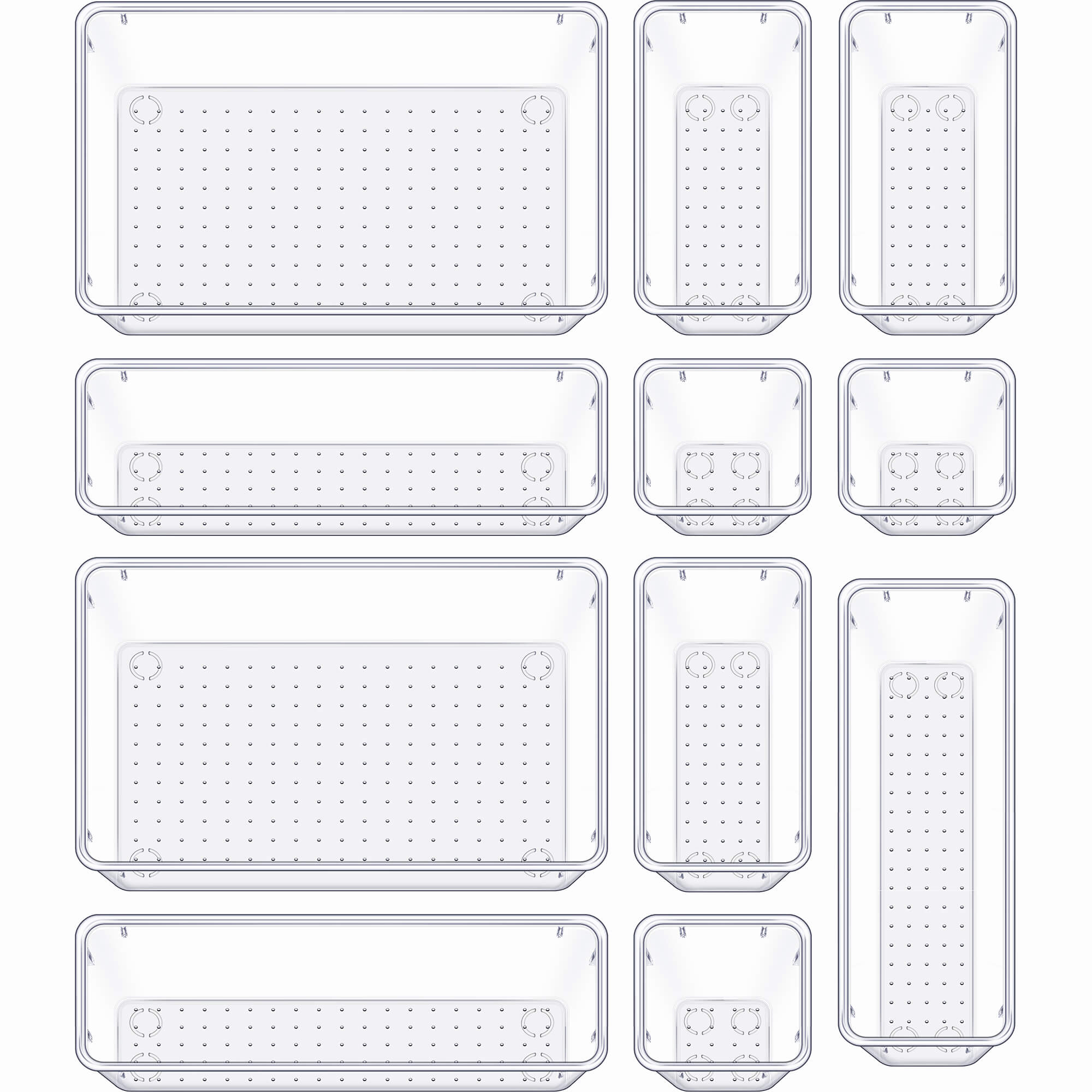 Kootek 11 pcs Clear Plastic Drawer Organizer Set, 4-Size Bathroom Draw