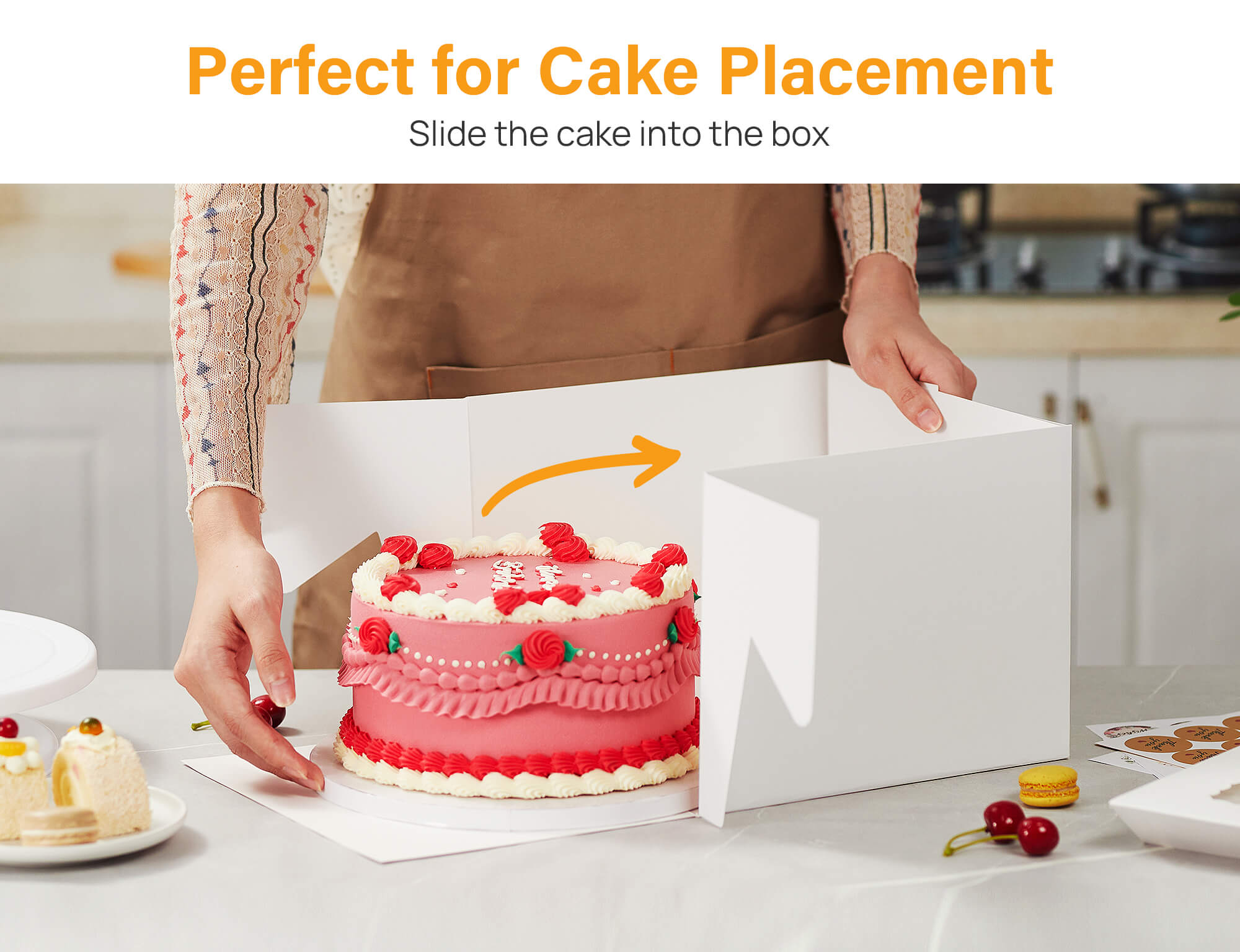 Kootek 15pcs Cake Boxes, 10x10x8 Inches Tall Cake Box with Window, White Bakery Boxes, Large Baking Boxes, Square Cardboard Cake Box for Multi-Layer Cakes, Pie, Pastries, Cake Decorating Supplies