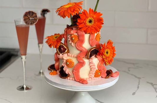 Kootek Blood Orange Mimosa Mini Cake with Modern Wavy Design