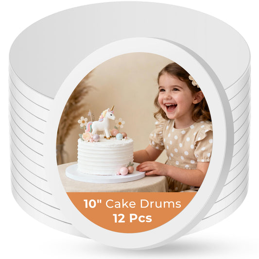 Kootek 12PCS Cake Drums 10 Inch Round, 10in Cake Boards Set, 1/2" Thick Sturdy Cardboard Base for Wedding & Party Desserts, Food Grade for Baking & Decorating, Base para Pastel (White)