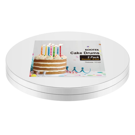 Kootek Cake Drums Boards 10 Inch, 2 Pack Sturdy 1/2" Round