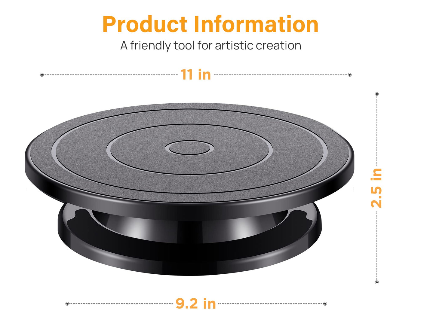 Kootek Rotate Turntable Revolving Black Turn Table Lightweight Cake St