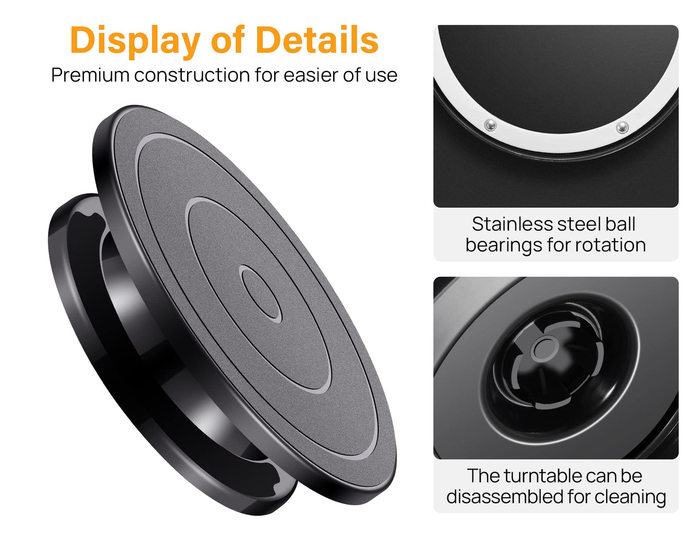 Kootek Rotate Turntable Revolving Black Turn Table Lightweight Cake St