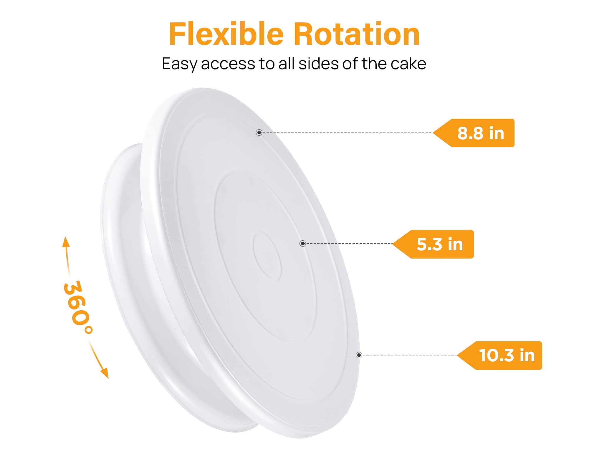 Cake Turntable Rotating Cake Stand Baking Supplies for Weeding Spinning  Swivel Round Cake Plates Non-Slip Rubber DIY Decorating Tool - White 