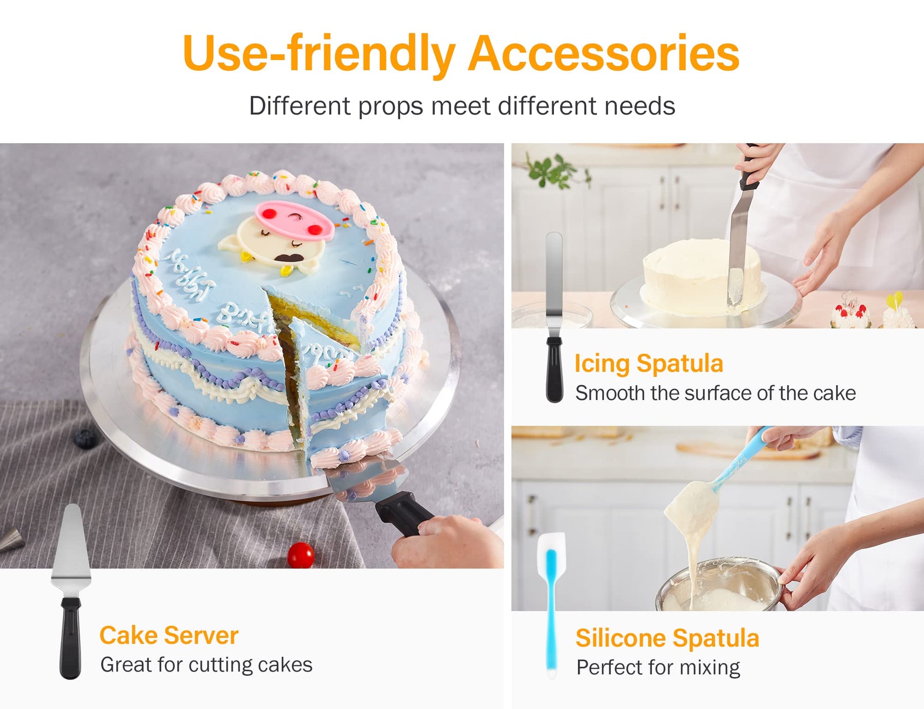 Kootek Aluminium Alloy Revolving Cake Stand 12 Inch Cake Turntable wit