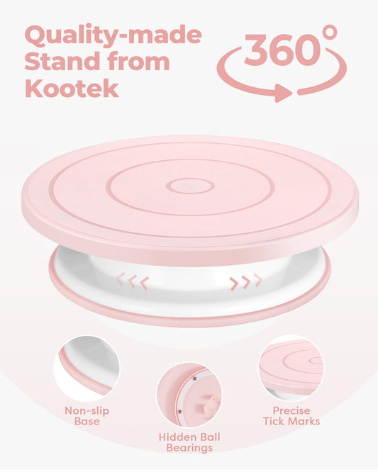 Kootek 158 Pcs Cake Decorating Kit with Cake Turntable, 64 Piping Tips Set, 50+2 Pastry Bags, Frosting Spatulas, Leveler, Scrapers, Fondant Molds, and More Baking Supplies Decorating Tools