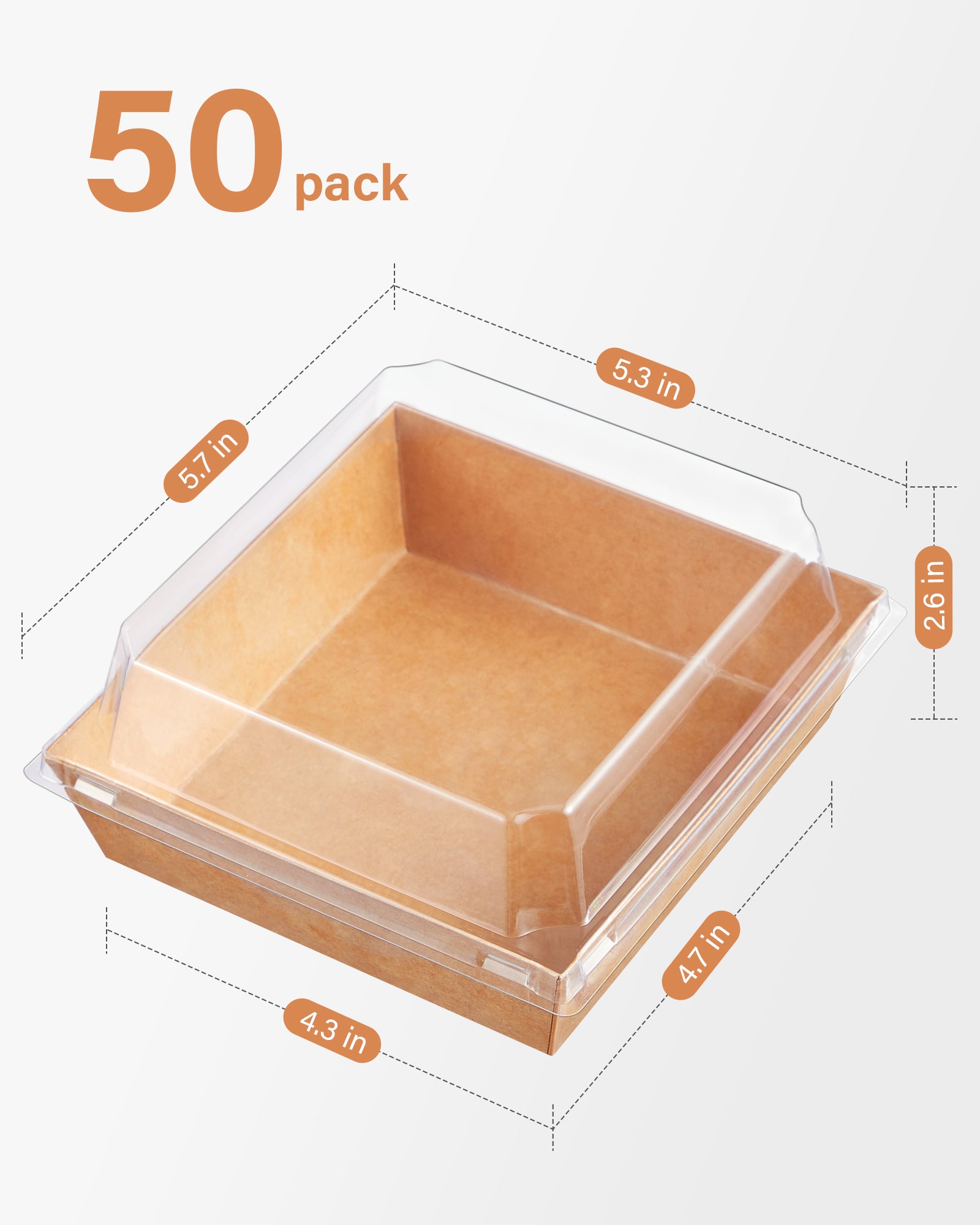 Kootek 50 Pack Charcuterie Boxes with Clear Lids, 5.7 Inches Disposable Dessert Boxes To Go, Square Small Individual Food Containers Bakery Box for Sandwich, Slice Cake, Cookies, Hot Cocoa Bombs, Strawberries