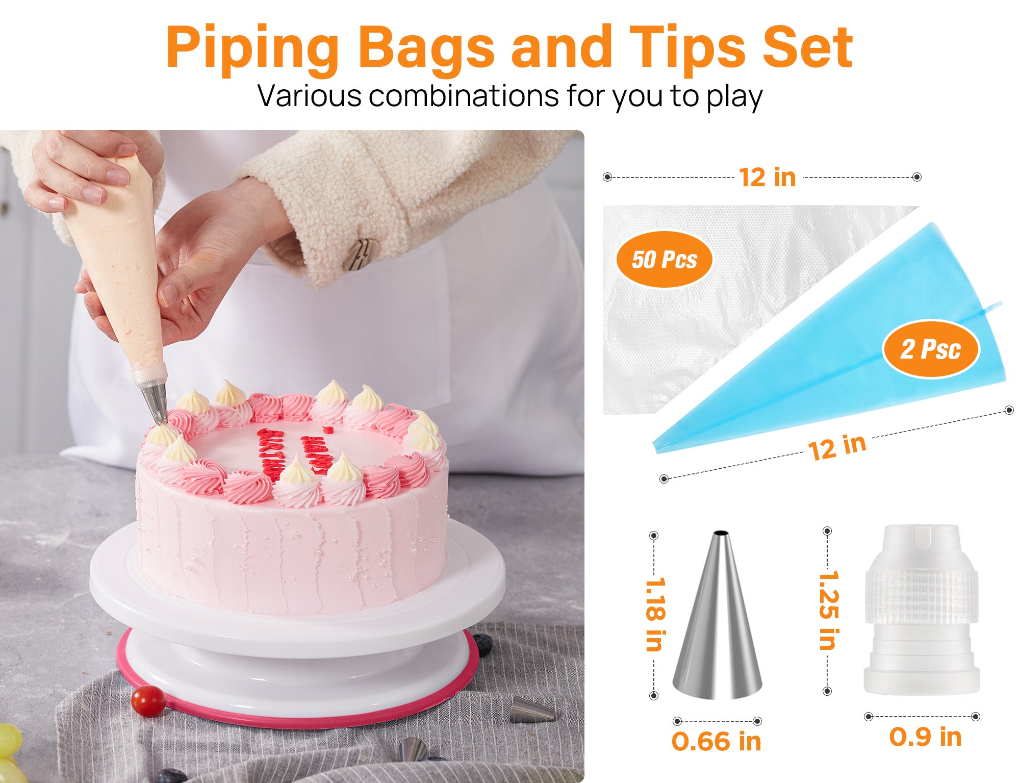 22pcs Piping Bags and Tips,DIY Cake Decorating Algeria