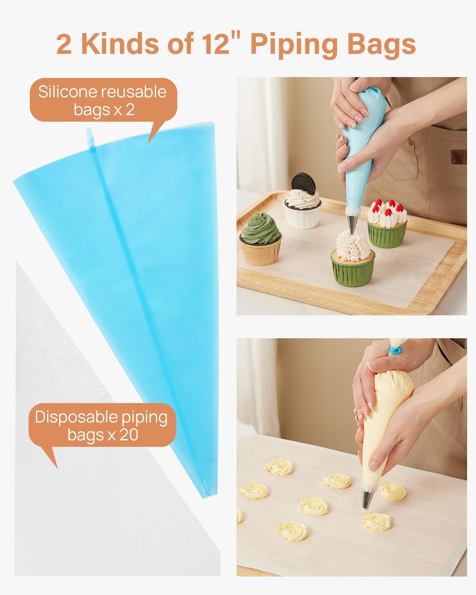 Piping Bag Flat Icing Tip Kootek 90Pcs Piping Bags And Tips Set