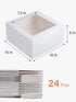 Kootek Cake Boxes with Window 24pcs 10x10x5 Inches Bakery Boxes Pastry Boxes for Cakes, Pastries, Cookie, Cupcakes, Chocolates, Cake Decorating Supplies, White
