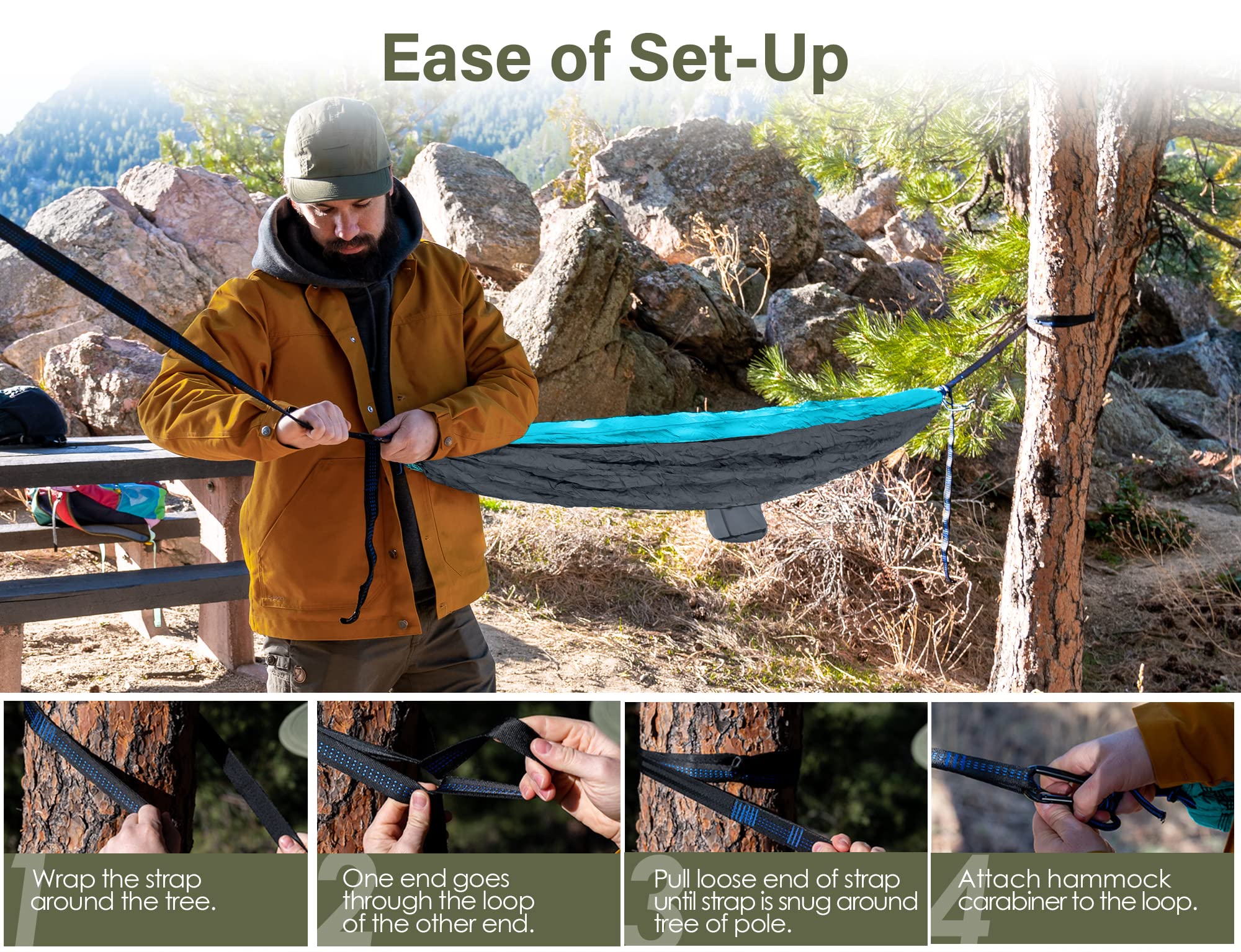 Kootek Camping Hammock Portable Indoor Outdoor Tree Hammock with 2 Hanging Straps, Lightweight Nylon Parachute Hammocks for Backpacking, Travel, Beach, Backyard, Hiking