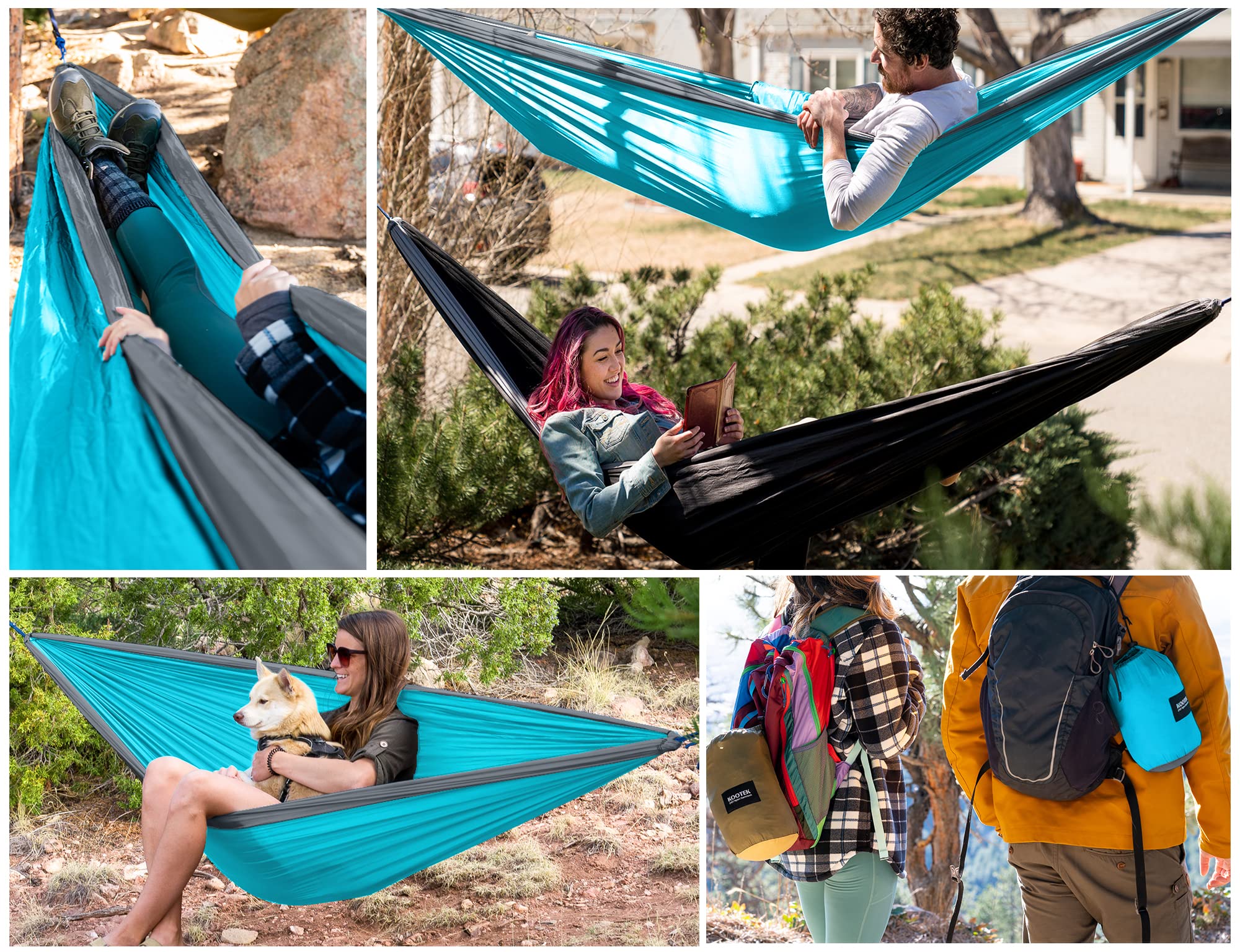 Kootek Camping Hammock Double & Single Portable Hammocks Camping Accessories for Outdoor, Indoor, Backpacking, Travel, Beach, Backyard, Patio, Hiking