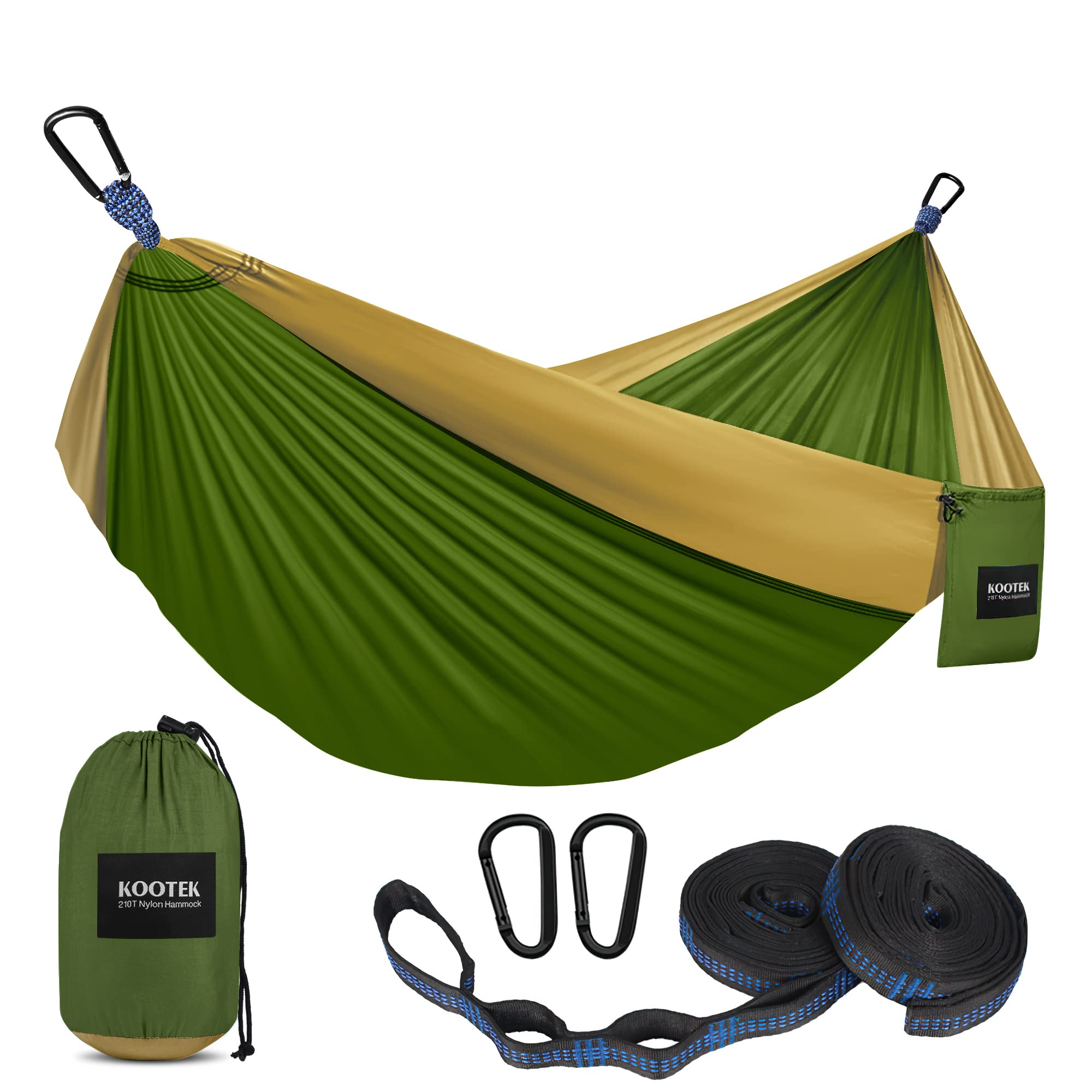 Kootek Camping Hammock Double Portable Hammocks with 2 Tree Straps, Lightweight Nylon Parachute Hammocks for Backpacking, Travel, Beach, Backyard, Patio, Hiking