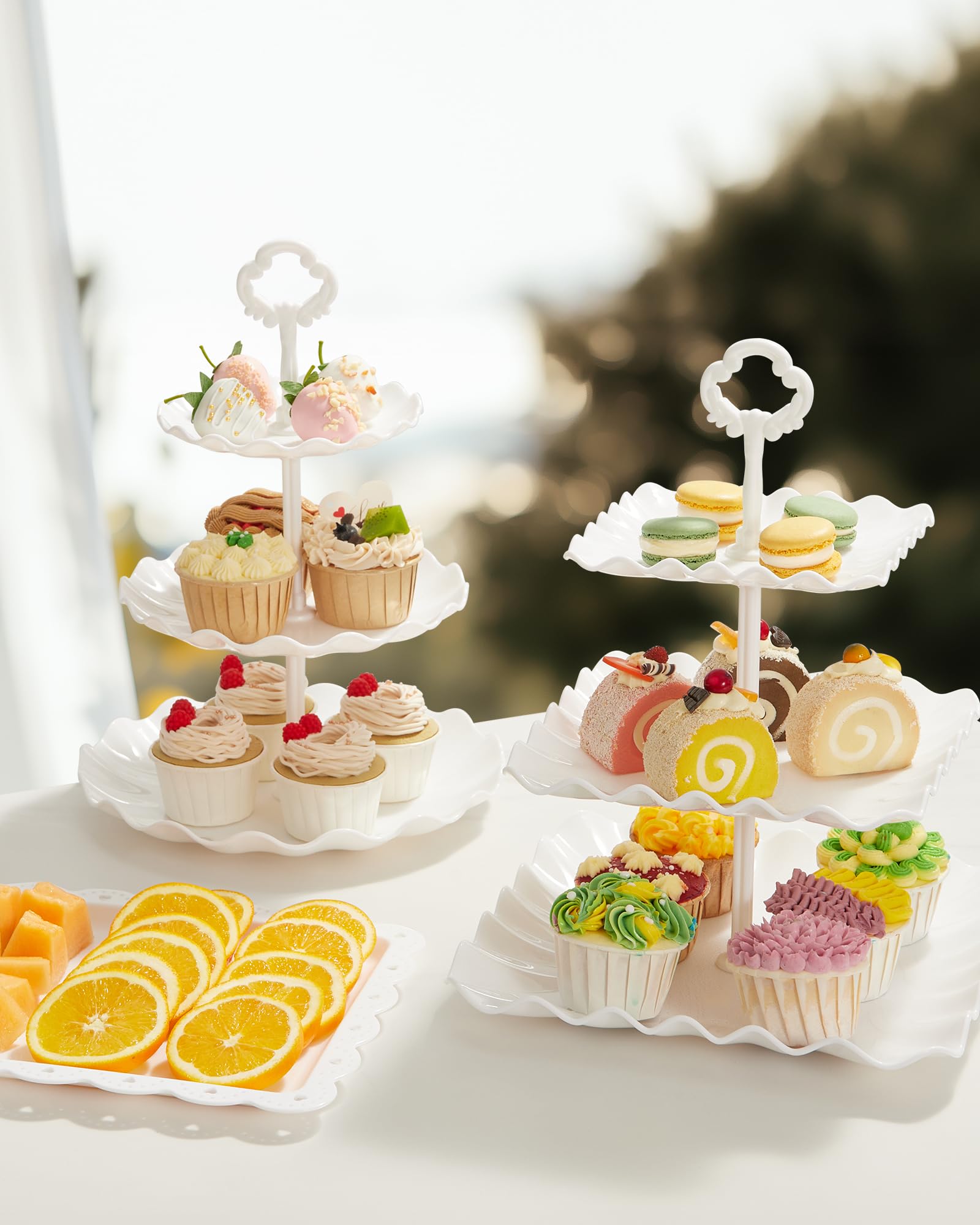 Kootek Dessert Cupcake Stand, 10pcs Dessert Table Display Set, 3 Tiered Cup Cake Holder Tower Stand Riser& Cookie Serving Trays for Wedding, Tea Party, Birthday, Baby Shower