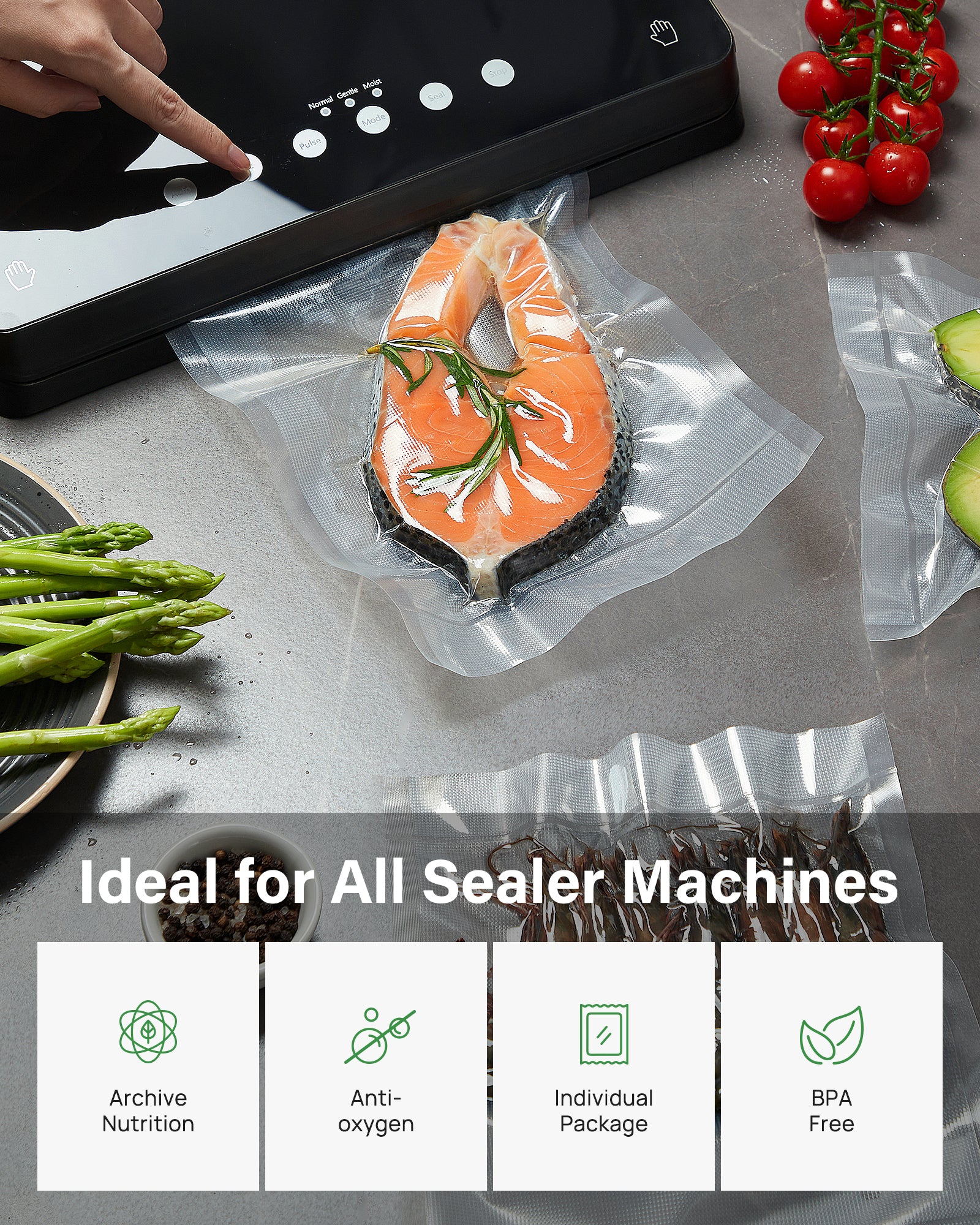 Vacuum Sealer Bags Rolls,Commercial Grade Vaccume Seal Bags Rolls - Food  Vac Bags for Storage, Meal Prep