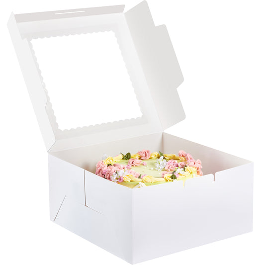 Kootek 24pcs Cake Boxes with Window, 10 x 10 x 5 Inches Bakery Boxes Treat Cookie Dessert Boxes Pastry Box for Cake, Chocolate Covered Strawberries, Cupcakes, Donuts, Baked Goods