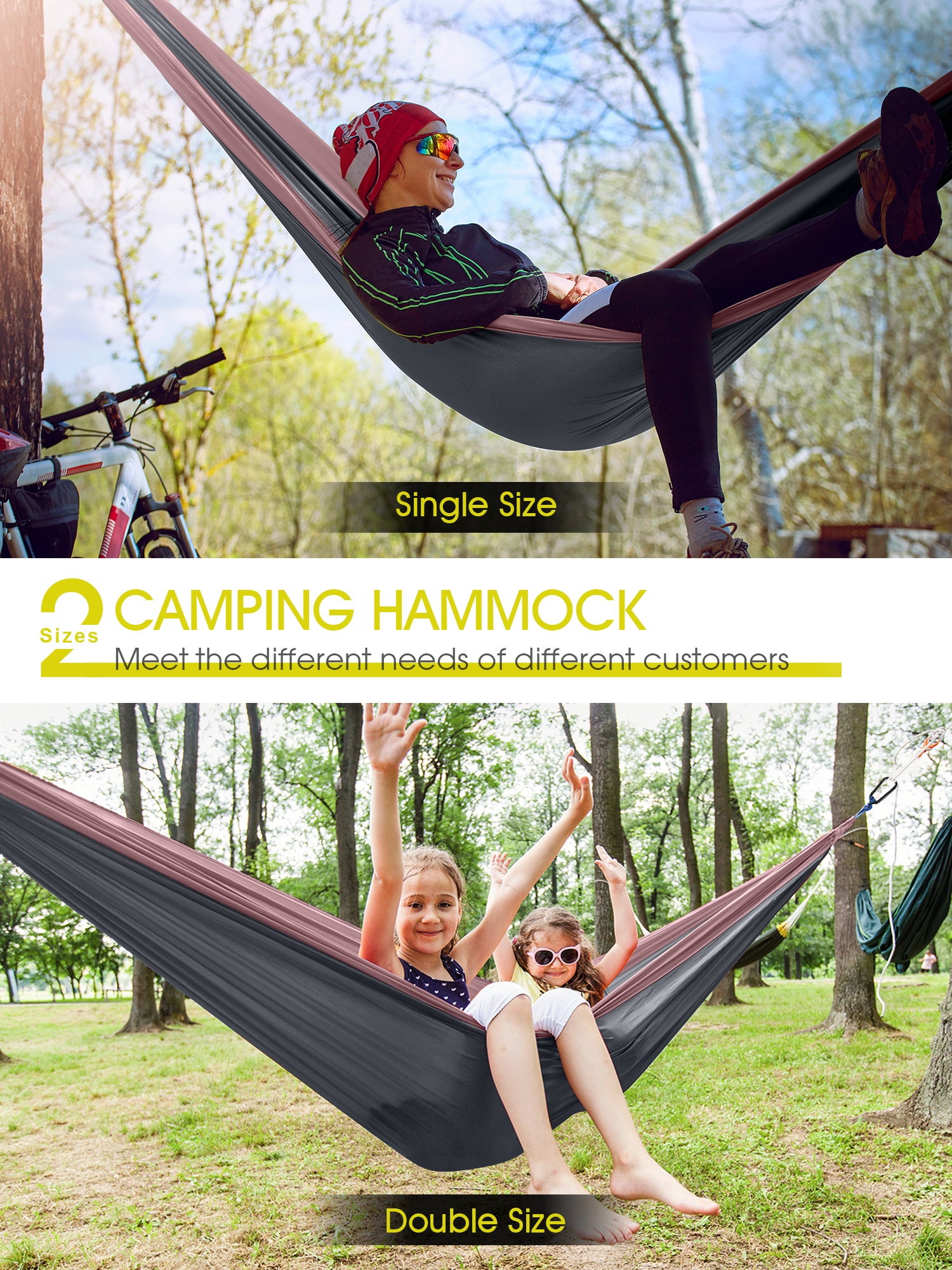Kootek Camping Hammock Single Portable Hammocks with Tree Straps, Li