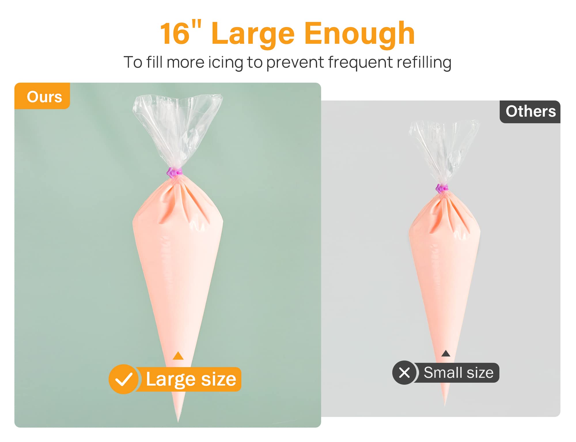 Kootek 100 Pack 16 Inch Extra Thick Pastry Bags Large Disposable