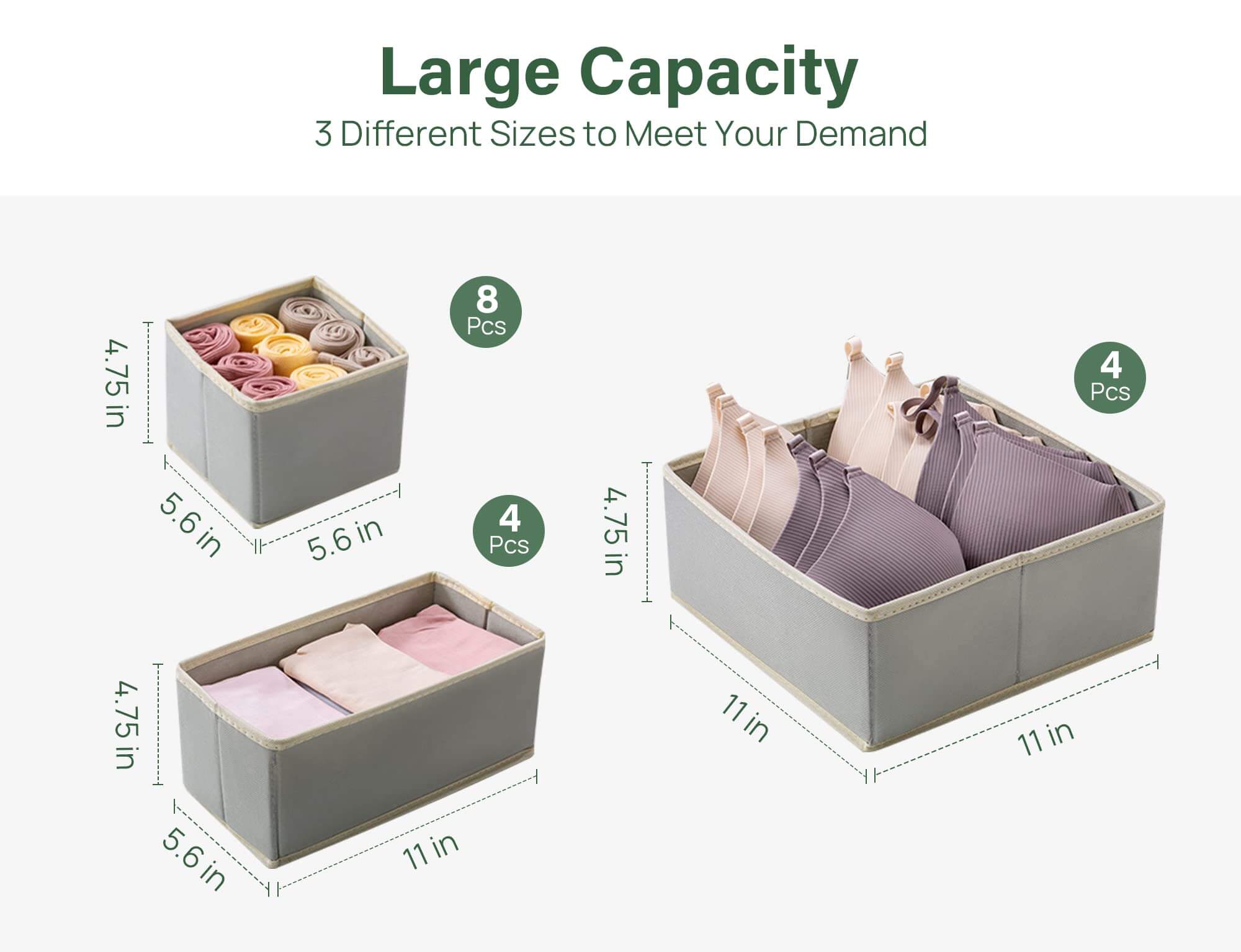 Underwear Storage Box Storage Bin Drawers Vanity Organizer Tray Containers  for Clothes Bra Divider Underwear Drawer Divider Undergarments Organizer