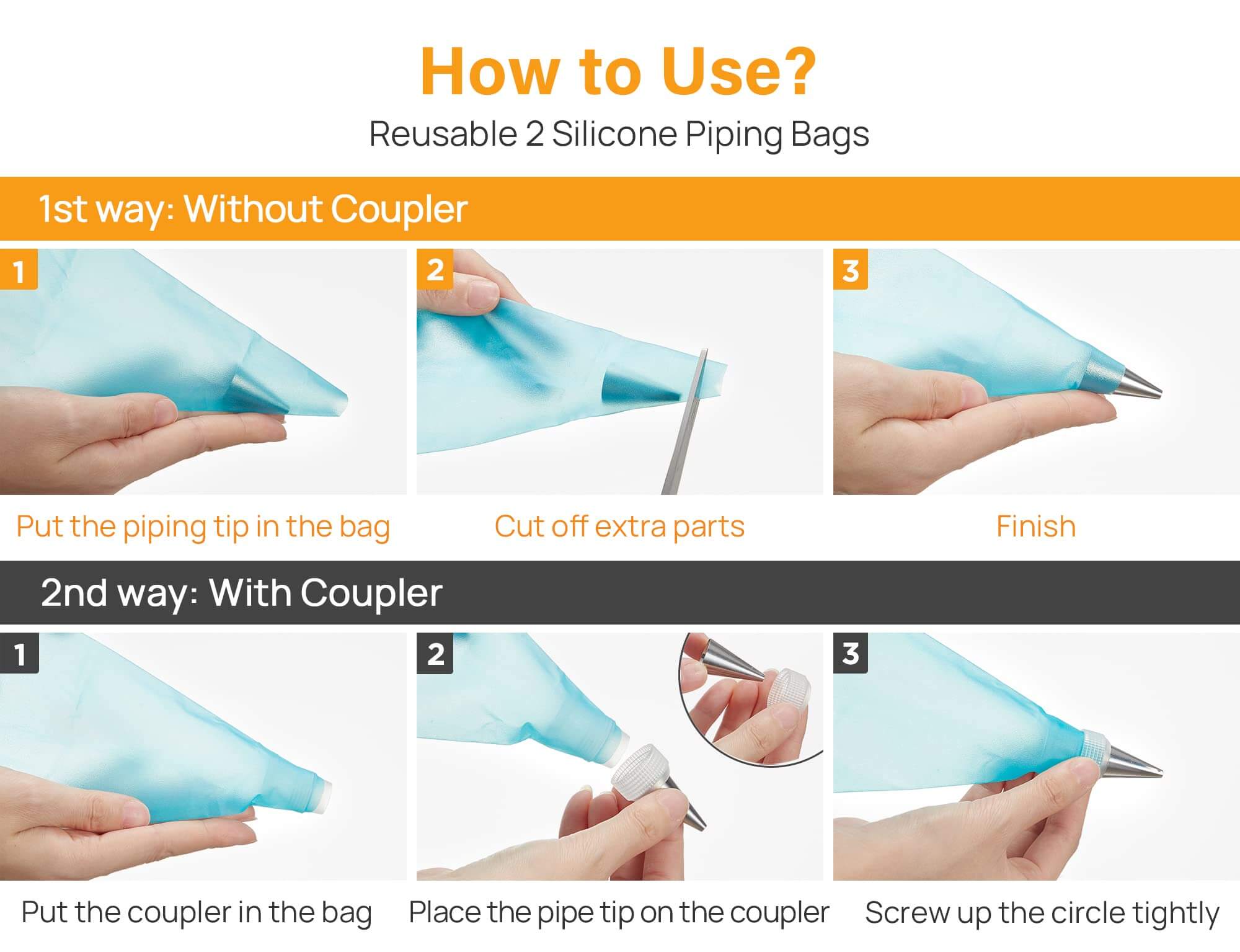 Kootek 42-Piece Piping Bags and Tips Set with 30 Icing Piping Tips,