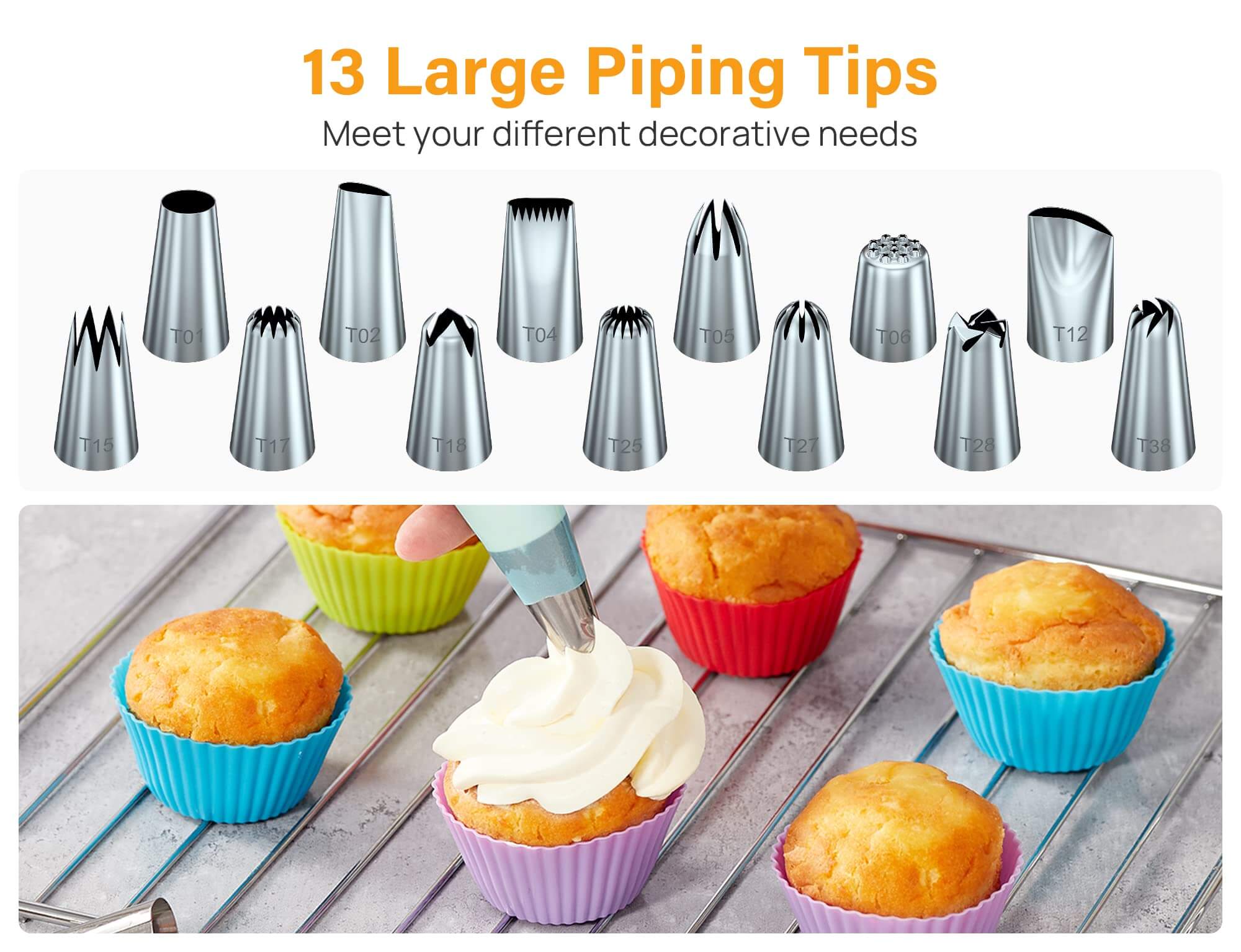 Kootek 54 in Cake Decorating Supplies, 35 Piping Tips, 13 Icing Sets