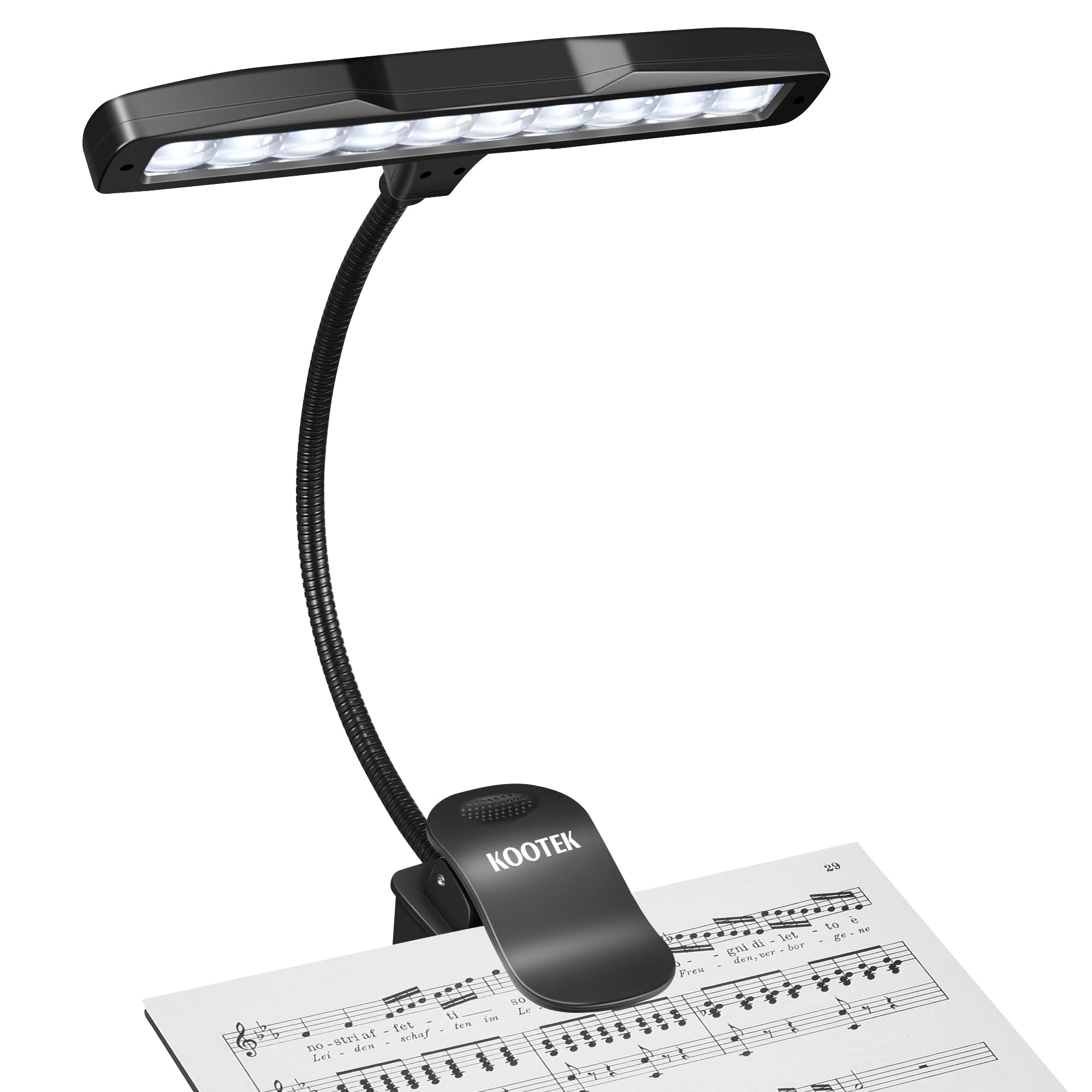 Kootek Music Stand Light, Clip On Piano Lights 10 LED Adjustable Neck Rechargeable USB Orchestra Light Book Lamp