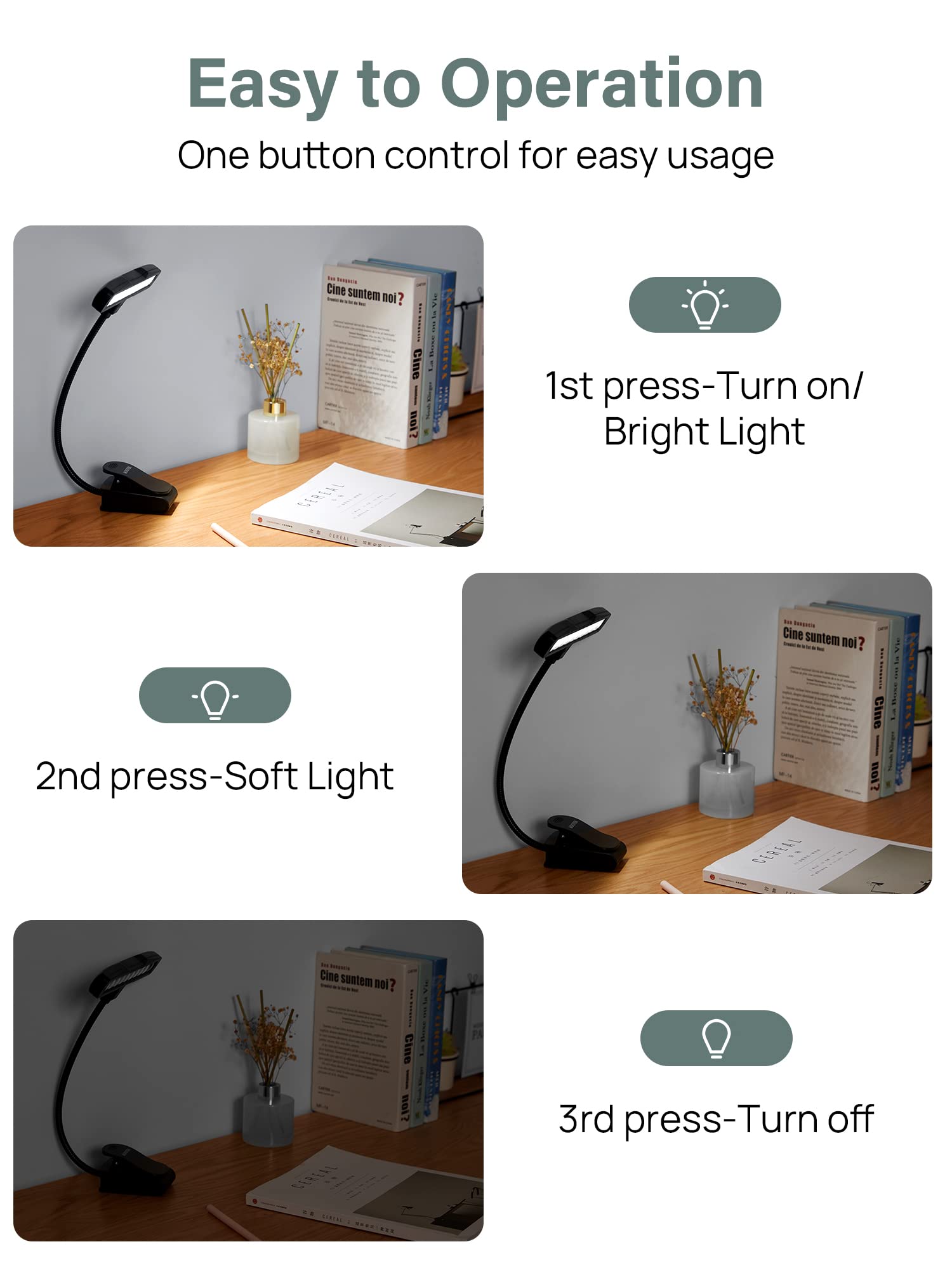 Kootek Music Stand Light, Clip On Piano Lights 10 LED Adjustable Neck Rechargeable USB Orchestra Light Book Lamp